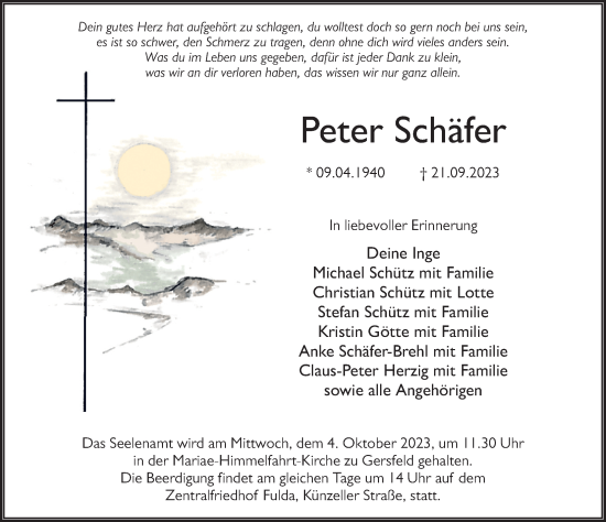 Traueranzeige von Peter Schäfer von FZ