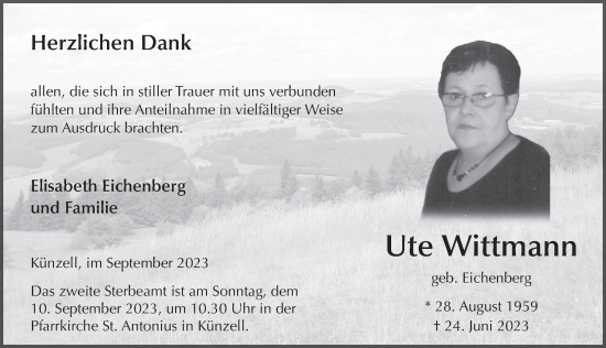 Traueranzeige von Ute Wittmann von FZ