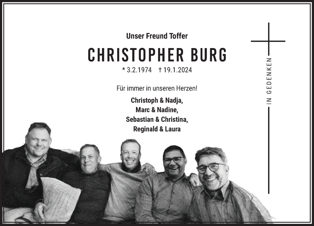  Traueranzeige für Christopher Burg vom 27.01.2024 aus Fuldaer Zeitung