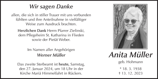 Traueranzeige von Anita Müller von Fuldaer Zeitung