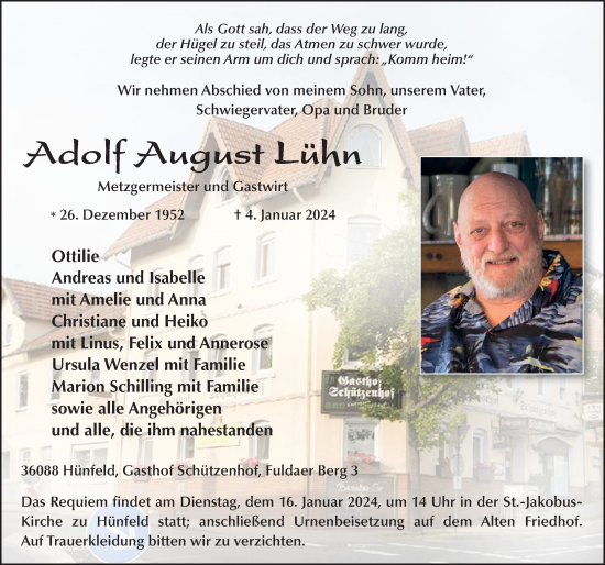 Traueranzeige von Adolf August Lühn von FZ