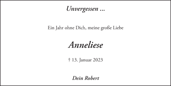 Traueranzeige von Anneliese Hohmann von FZ