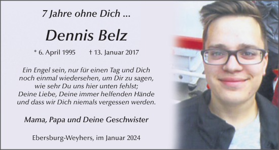 Traueranzeige von Dennis Belz von FZ