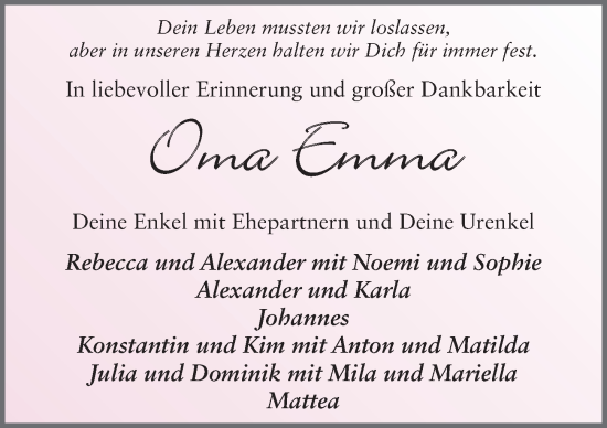 Traueranzeige von Emma Blum von FZ