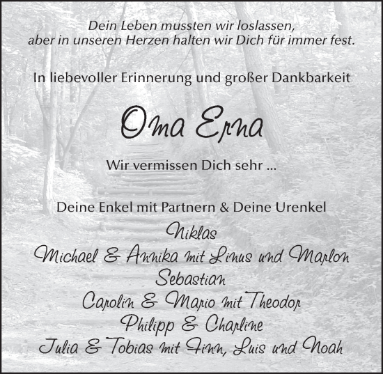 Traueranzeige von Erna Föller von FZ