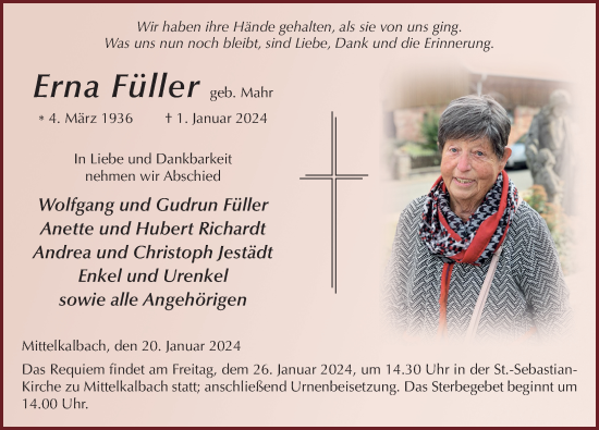 Traueranzeige von Erna Füller von FZ