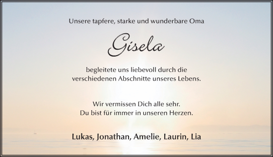 Traueranzeige von Gisela Körber von FZ