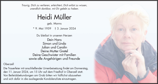 Traueranzeige von Heidi Müller von FZ