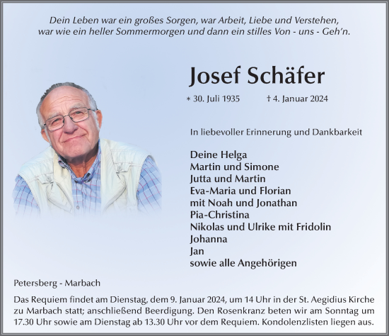 Traueranzeige von Josef Schäfer von FZ