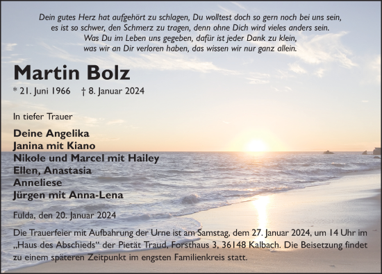 Traueranzeige von Martin Bolz von FZ