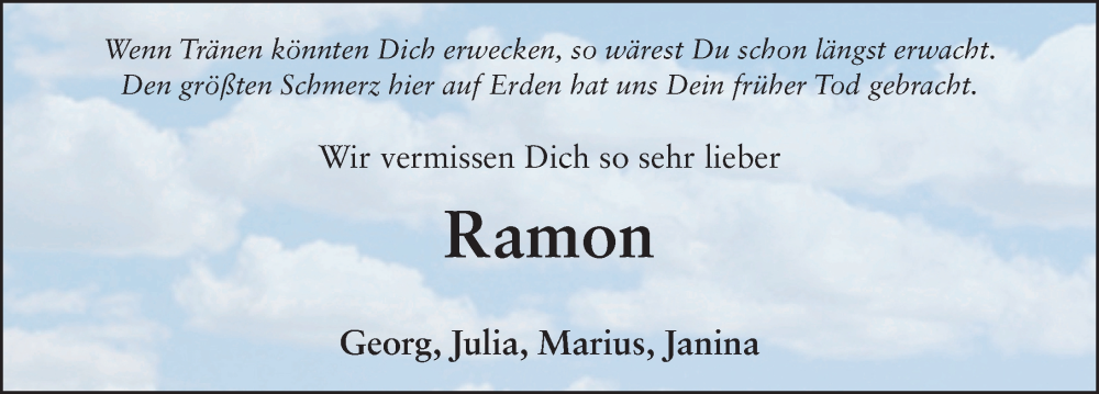  Traueranzeige für Ramon Fleischer vom 06.01.2024 aus FZ