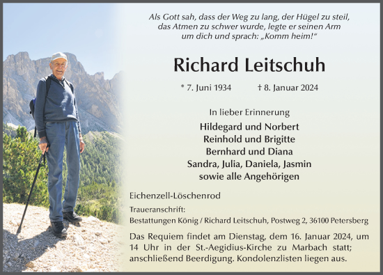 Traueranzeige von Richard Leitschuh von FZ