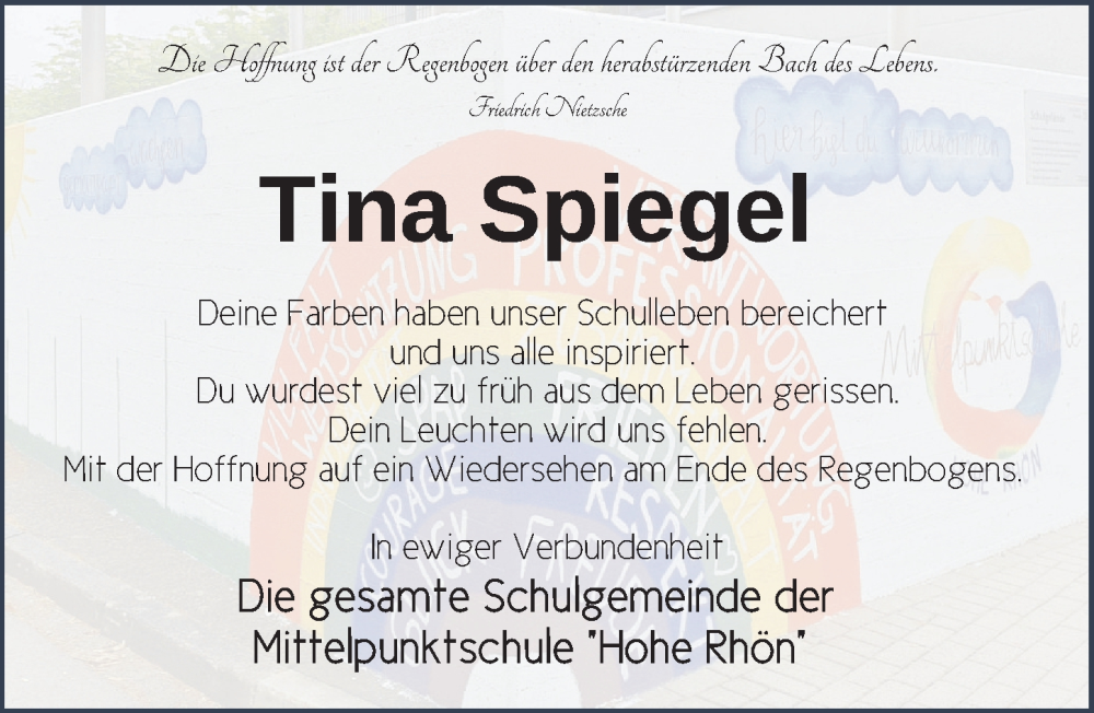  Traueranzeige für Tina Spiegel vom 24.01.2024 aus FZ