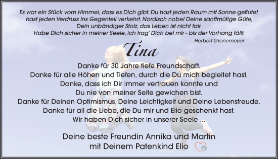 Traueranzeige von Tina Spiegel von FZ