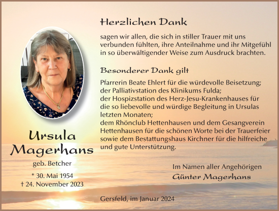 Traueranzeige von Ursula Magerhans von FZ