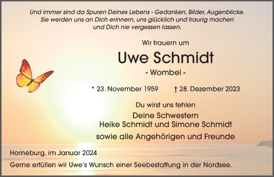 Traueranzeige von Uwe Schmidt von FZ