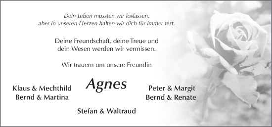 Traueranzeige von Agnes Volkmann von FZ