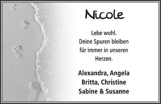 Traueranzeige von Nicole Münker von FZ