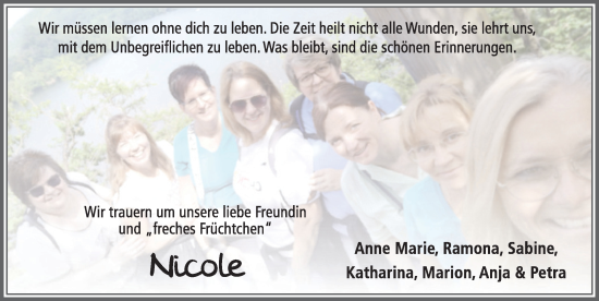 Traueranzeige von Nicole Münker von FZ
