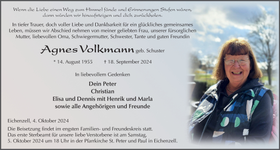 Traueranzeige von Agnes Volkmann von FZ