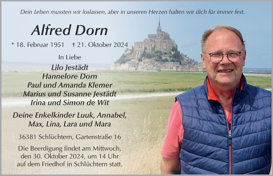 Traueranzeige von Alfred Dorn von FZ