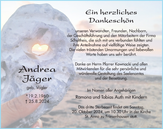 Traueranzeige von Andrea Jäger von FZ