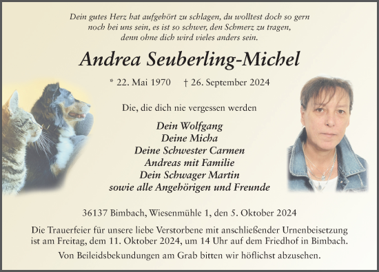 Traueranzeige von Andrea Seuberling-Michel von FZ