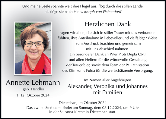 Traueranzeige von Annette Lehmann von FZ