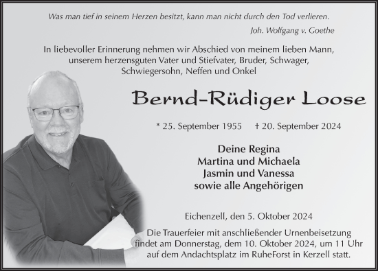 Traueranzeige von Bernd-Rüdiger Loose von FZ