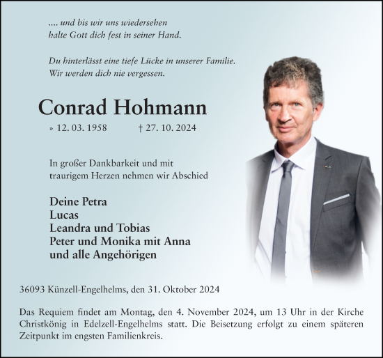 Traueranzeige von Conrad Hohmann von FZ