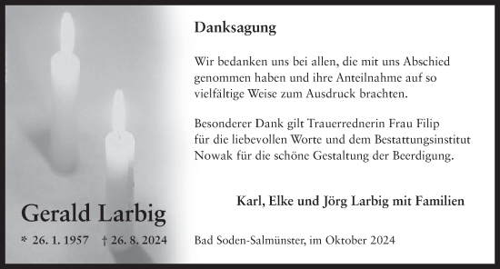 Traueranzeige von Gerald Larbig von FZ