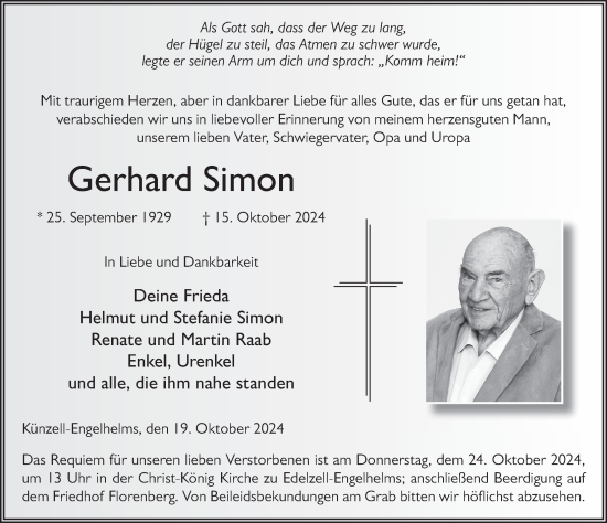 Traueranzeige von Gerhard Simon von FZ