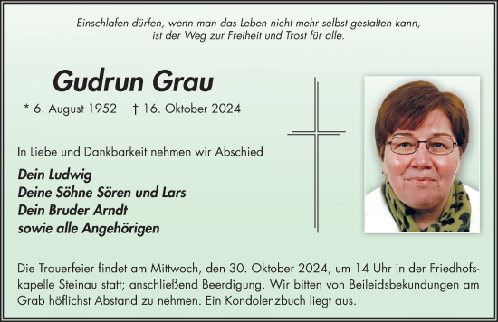 Traueranzeige von Gudrun Grau von FZ