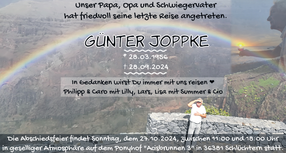  Traueranzeige für Günter Joppke vom 19.10.2024 aus FZ