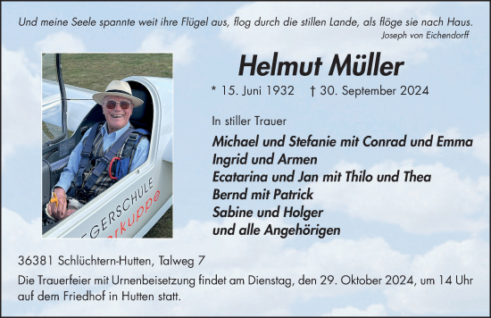 Traueranzeige von Helmut Müller von FZ