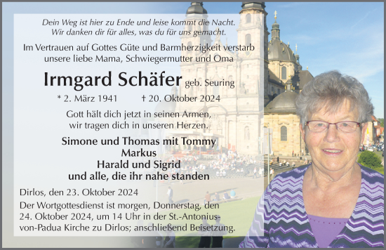 Traueranzeige von Irmgard Schäfer von FZ