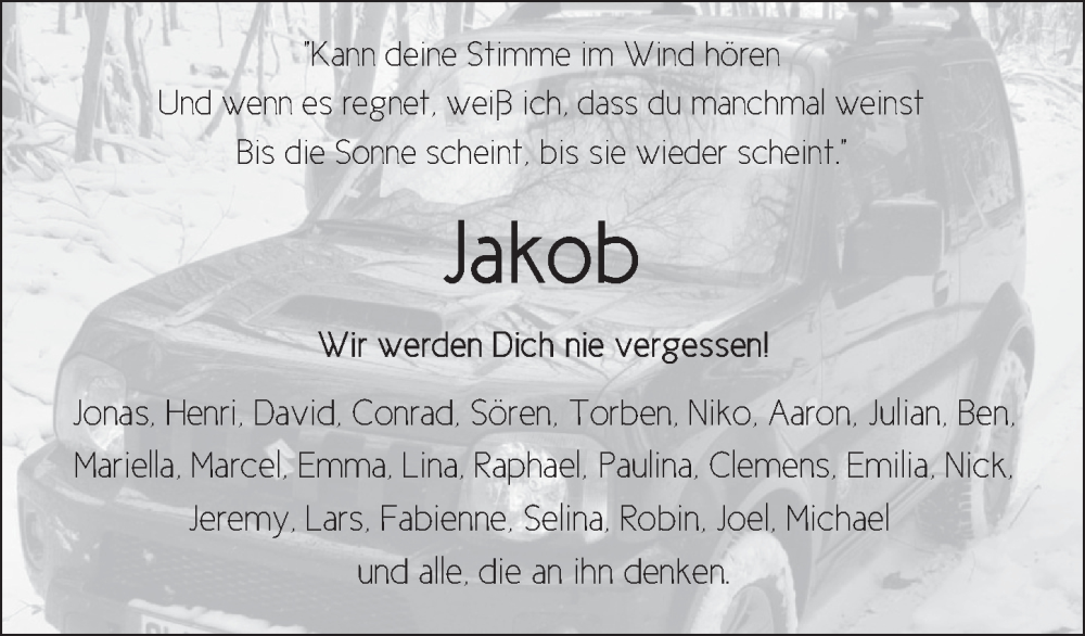  Traueranzeige für Jakob Schreiner vom 26.10.2024 aus FZ