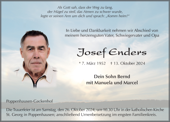 Traueranzeige von Josef Enders von FZ