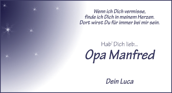 Traueranzeige von Manfred Fritz von FZ