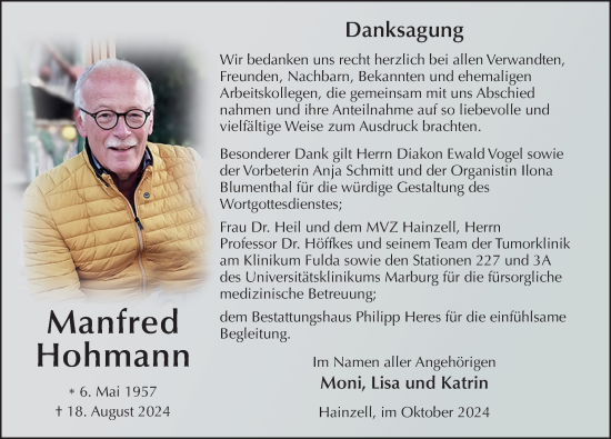 Traueranzeige von Manfred Hohmann von FZ