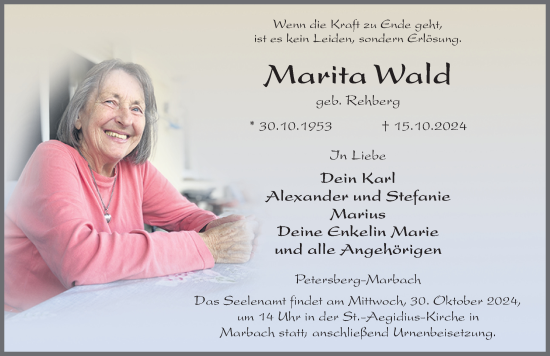 Traueranzeige von Marita Wald von FZ