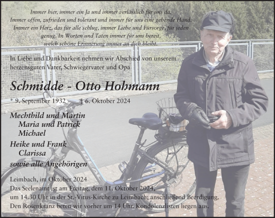 Traueranzeige von Otto Hohmann von FZ