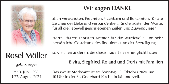 Traueranzeige von Rosel Möller von FZ