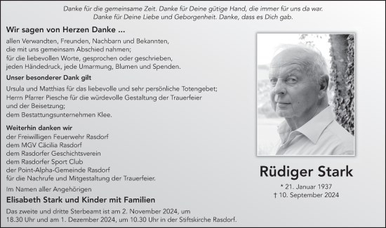 Traueranzeige von Rüdiger Stark von FZ