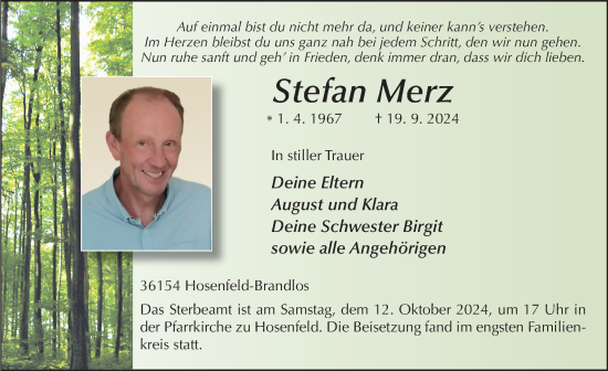 Traueranzeige von Stefan Merz von FZ