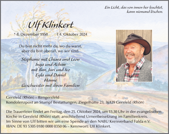 Traueranzeige von Ulf Klinkert von FZ