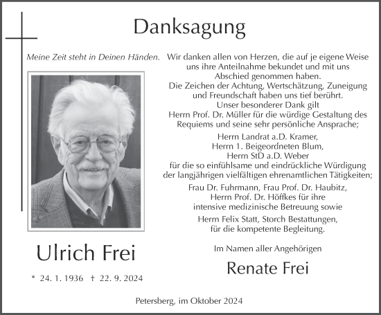 Traueranzeige von Ulrich Frei von FZ