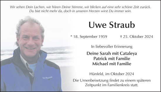 Traueranzeige von Uwe Straub von FZ