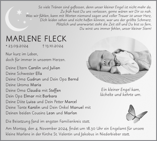 Traueranzeige von Marlene Fleck von FZ