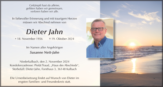 Traueranzeige von Dieter Jahn von FZ